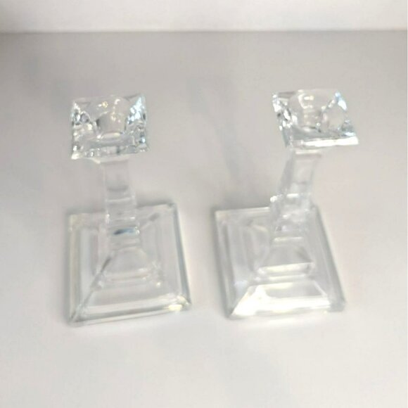 St. George Toscany Classic 8" Crystal Candlesticks Set Fine Lead Crystal Newport - Picture 6 of 8